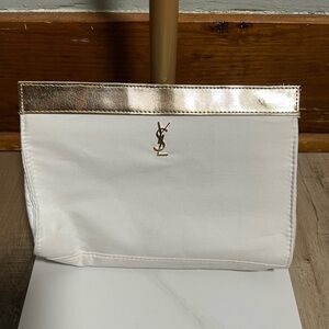 Yves Saint Laurent White and Gold Textured Clutch Parfume Bag